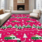 Christmas Trees Trucks Holiday Border Rug