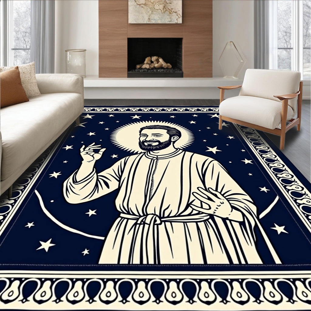 Navy Starry Night Saint Portrait Rug