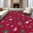 Pink and White Bird Garden Rug