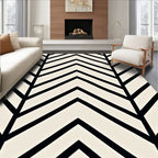 Black Ivory Chevron Geometric Rug
