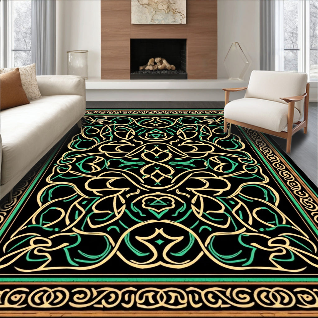 Black Mint Gold Celtic Knot Rug