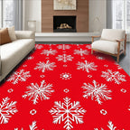Red White Snowflake Winter Charm Rug