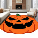 Spooky Orange Jack O Lantern Face Rug