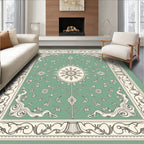 Classic Sage Green Floral Medallion Rug