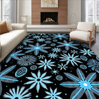 Sky Blue Starburst Floral Collage Rug