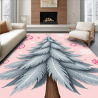 Pink Snowflake Christmas Tree Ornament Rug