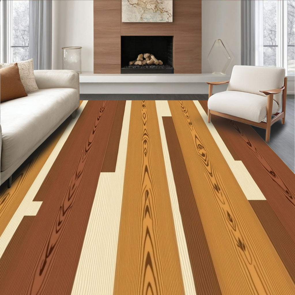 Rich Wooden Planks Gradient Rug