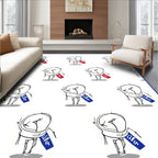 Abstract Red Blue White Figurative Rug