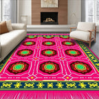 Vibrant Pink Geometric Floral Rug