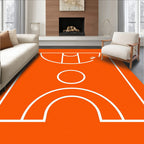 Bright Orange Court Graphics Rug