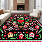 Whimsical Houses Garden Heart Rug