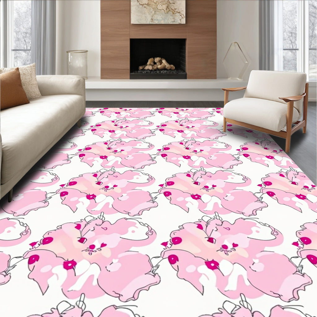 Pastel Pink Abstract Floral Cloud Rug