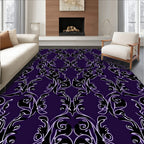 Deep Purple Scrollwork Baroque Rug