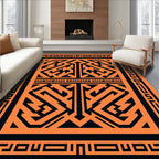 Bold Orange Geometric Maze Rug