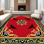 Rich Red Black Gold Bird Medallion Rug