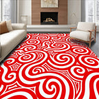 Bold Red Swirls Geometric Rug