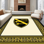 Black and Yellow Crest Border Rug