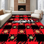 Red Black Buffalo Truck Trees Rug