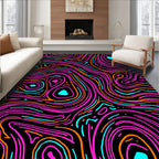 Retro Neon Swirl Topographic Rug