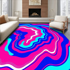 Vibrant Pink Blue Swirling Lines Rug