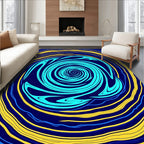 Aqua Blue Swirl Yellow Ring Rug