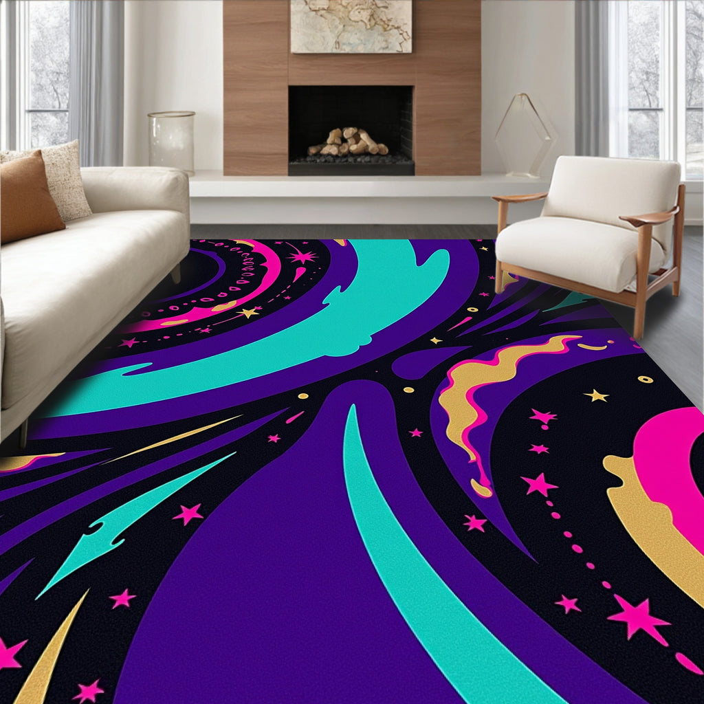 Cosmic Galaxy Swirl Abstract Rug
