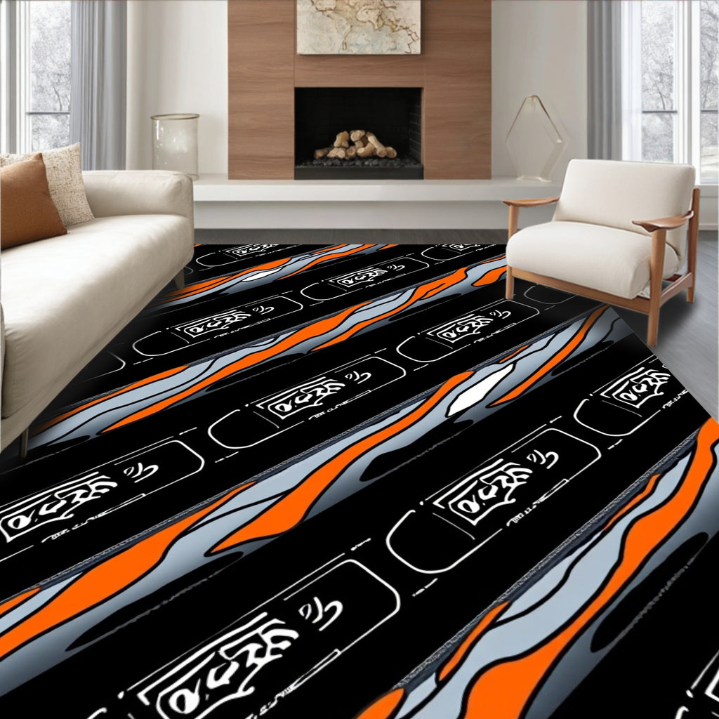 Black Orange Gray Dipped Stripes Rug