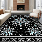 Black Starburst Medallion with Blue Accents Rug