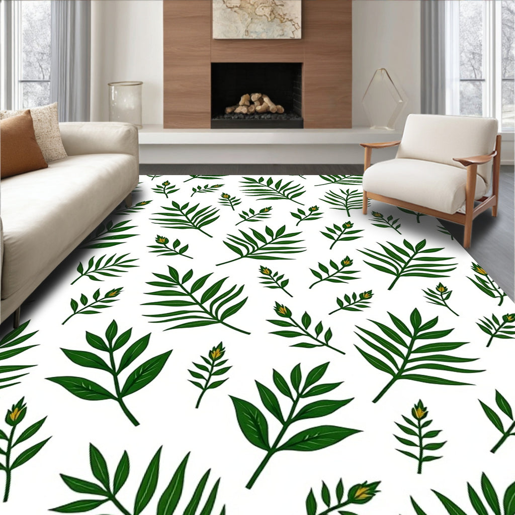 Green Tropical Leaf Scatter Rug
