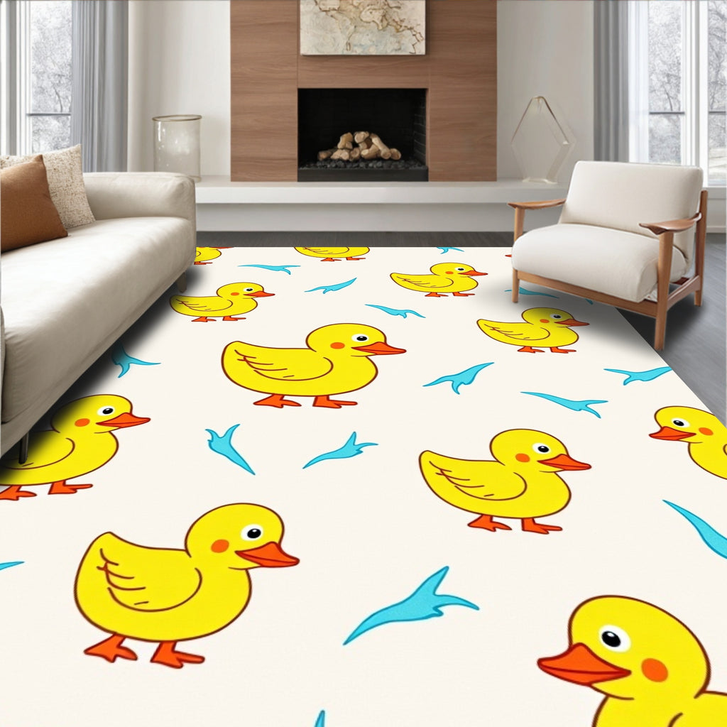 Cute Yellow Ducklings Spreading Joy Rug