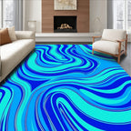 Oceanic Blue Swirl Abstract Rug