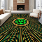 Neon Green Soccer Sunburst Radiating Rug
