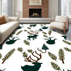 Dark Green Forest Woodland Deer Rug