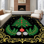 Ornate Black Christmas Tree Garland Rug