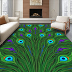Emerald Peacock Feather Swirls Rug