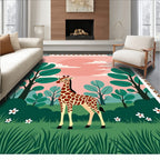 Whimsical Giraffe Safari Sunset Rug