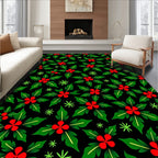 Festive Green Red Berry Foliage Rug