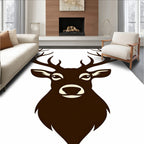 Rich Brown Antlered Deer Silhouette Rug