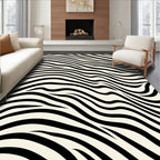 Black Zebra Stripe Wave Rug