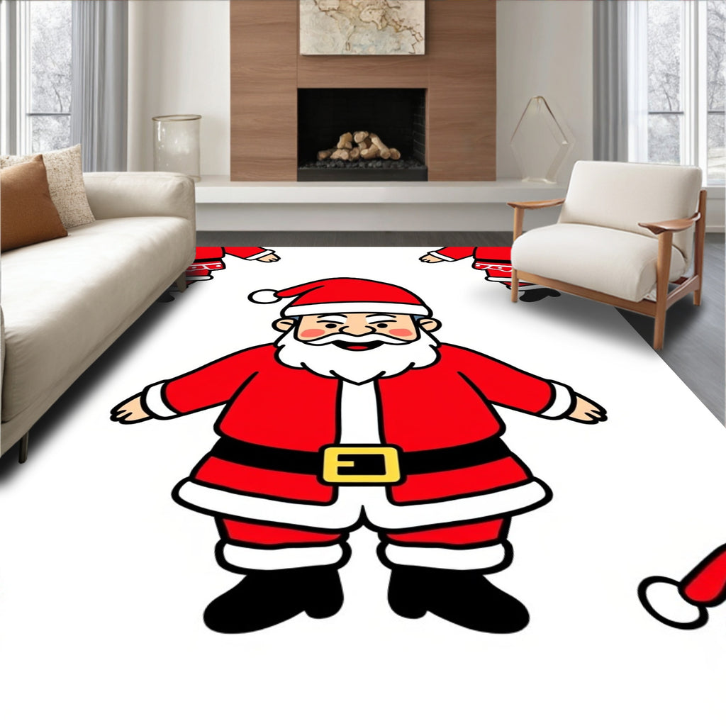 Jolly Santa Claus Repeating Christmas Scene Rug