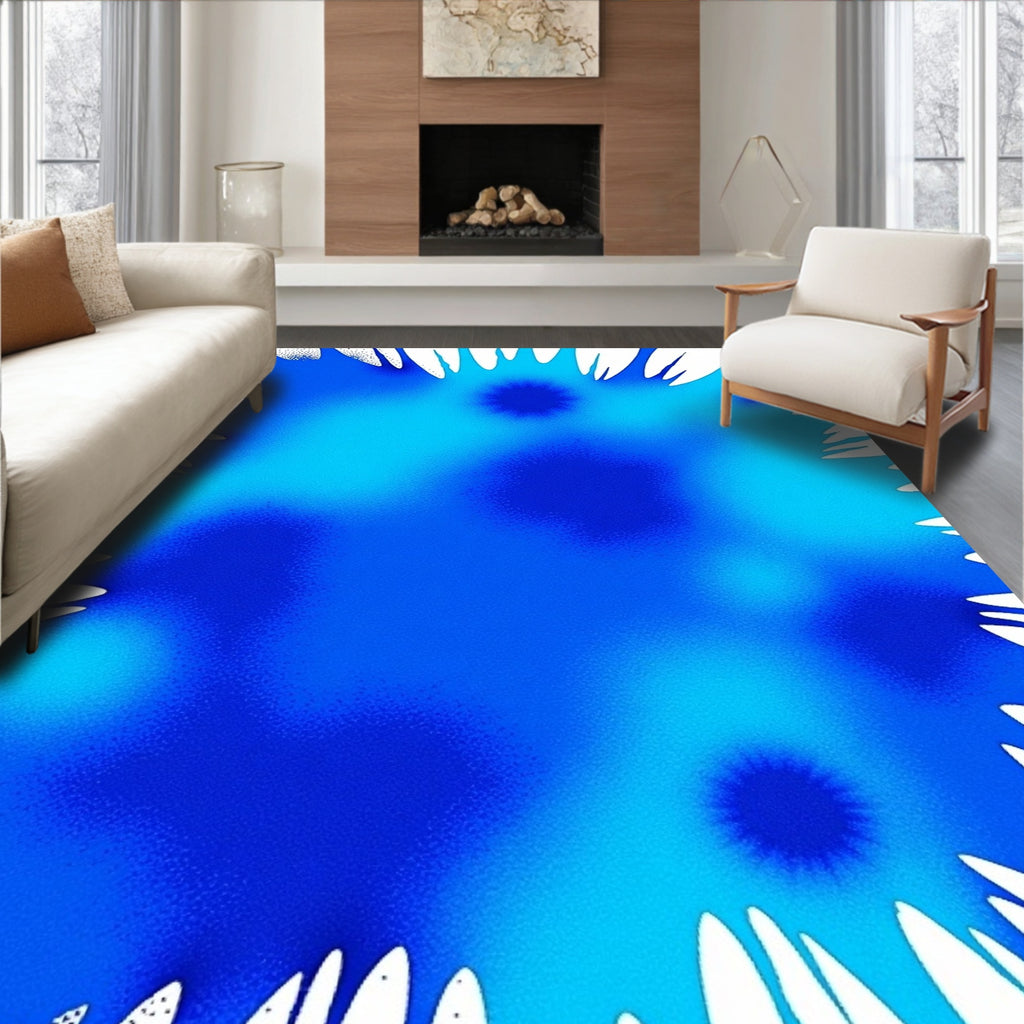 Radiant Blue Splatter Burst Rug