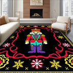 Vibrant Nutcracker Snowflake Border Rug