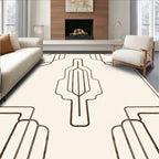 Cream and Brown Art Deco Lines Rug