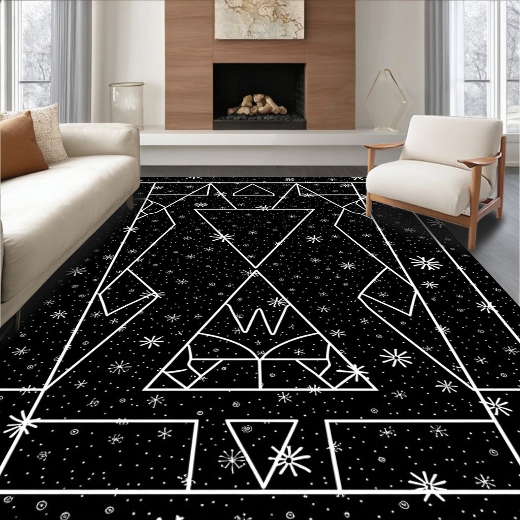 Cosmic Starry Geometric Night Sky Rug