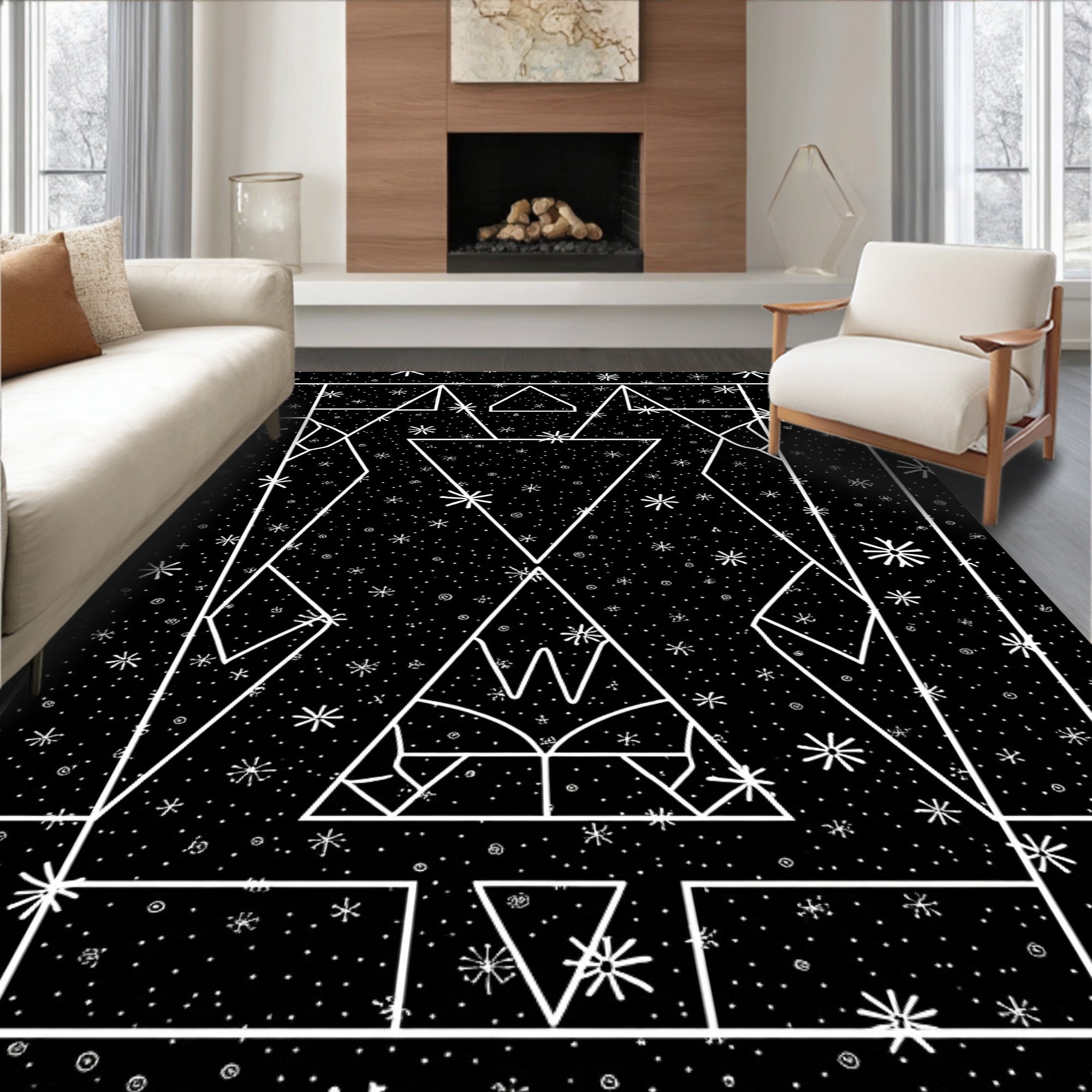 Cosmic Starry Geometric Night Sky Rug