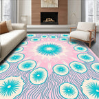 Radiant Teal Sunburst Bloom Rug