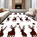 Brown Reindeer and Stars Repeating Pattern Rug