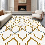 Golden Blue Geometric Lattice Rug