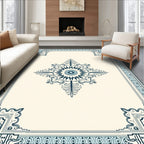 Vintage Navy Floral Medallion Border Rug