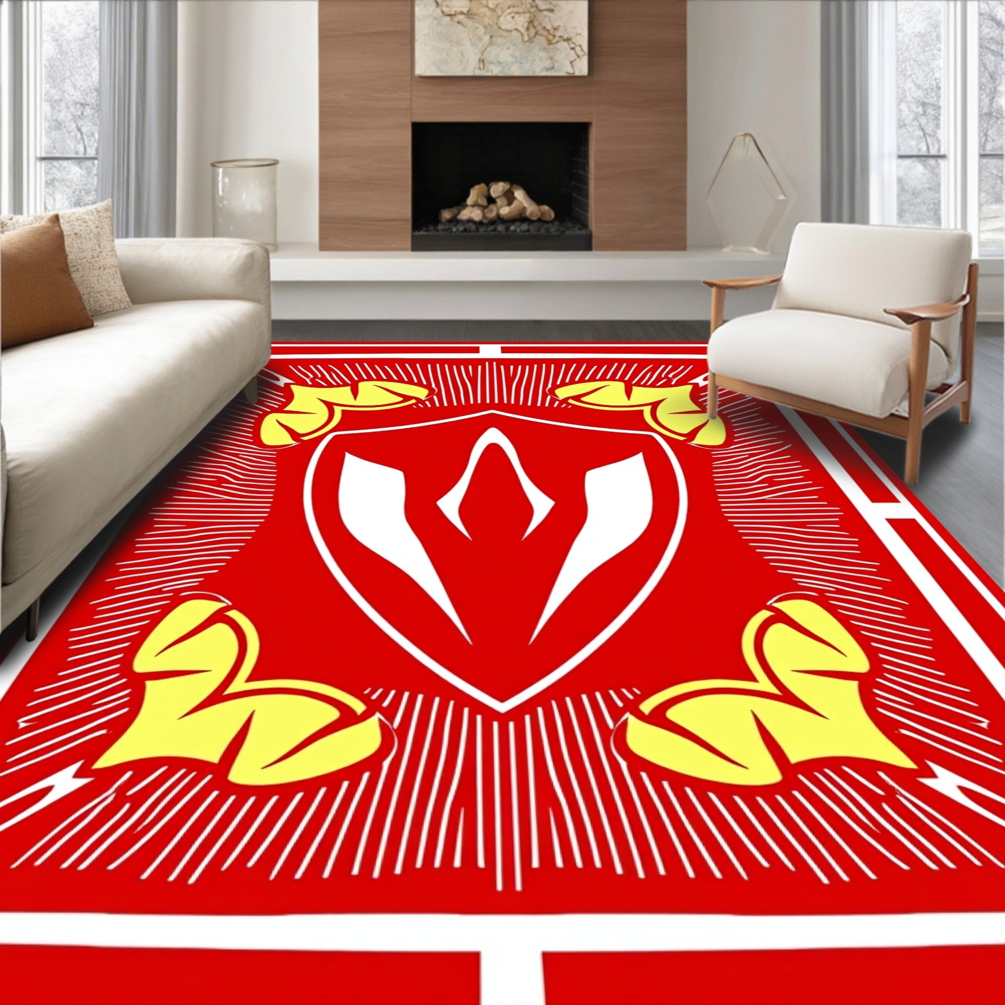 Crimson Shield Yellow Winged Rug